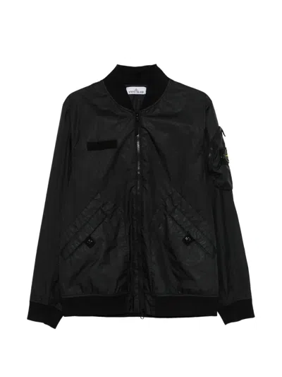 Stone Island Logo-patch Bomber Jacket In Black