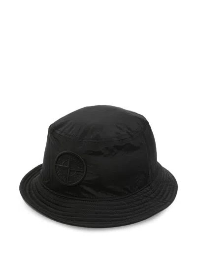 Stone Island Logo-patch Bucket Hat In Black