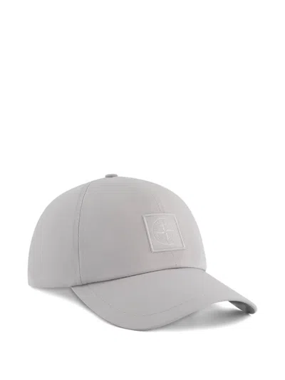 Stone Island Logo-patch Cap In Gray