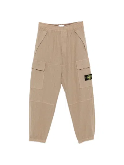 Stone Island 3100050 Wool Nylon Fannel-tc Joggers In Brown