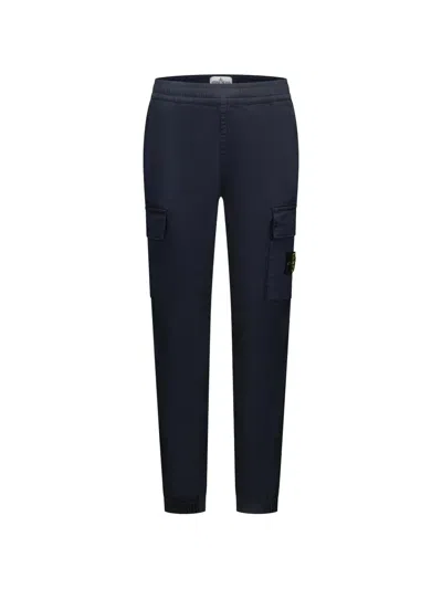 Stone Island Kids' Logo-patch Cargo Pants In Blue