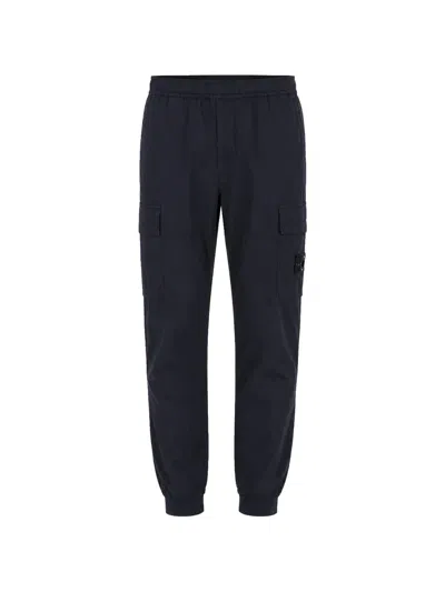Stone Island Logo-patch Cargo Pants In Blue