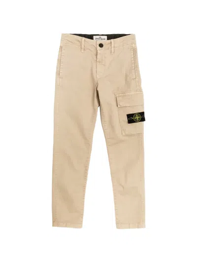Stone Island Kids' Logo-patch Cargo Pants In Brown
