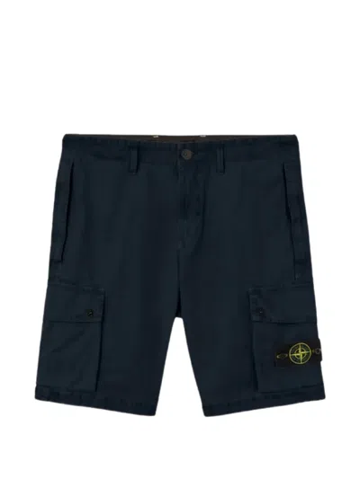 Stone Island Cargo Shorts With Logo Patch In Black