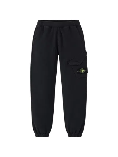Stone Island Logo-patch Cargo Track Pants In Black