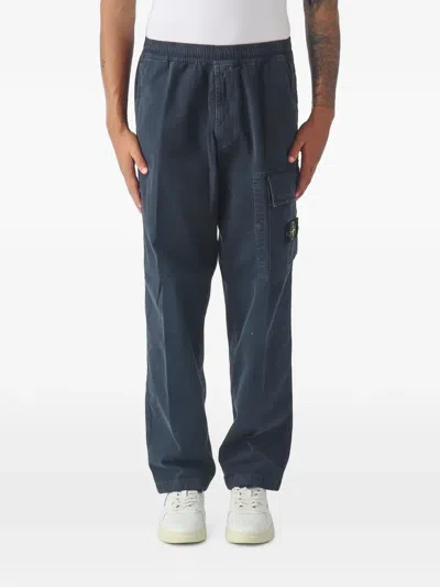 Stone Island Logo-patch Cargo Trousers In Blue