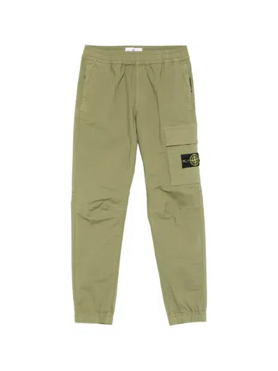 Stone Island Kids' Logo-patch Cargo-pockets Trousers In Green