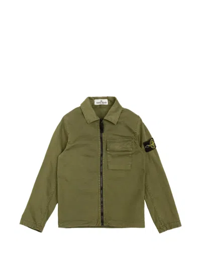 Stone Island Kids' Logo-patch Chest-pocket Jacket In Green