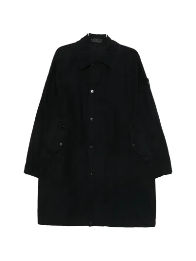 Stone Island Logo-patch Coat In Black