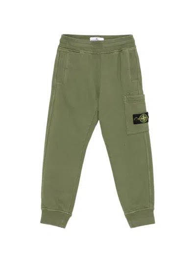 Stone Island Kids' Logo-patch Cotton Cargo Pants In Green