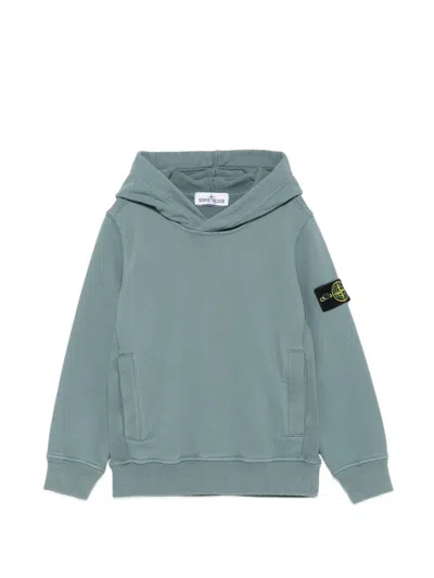 Stone Island Kids' Logo-patch Cotton Hoodie In Gray