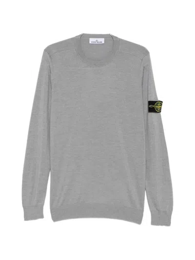 Stone Island Grey Long-sleeve Sweatshirt With Patch Logo In Gray