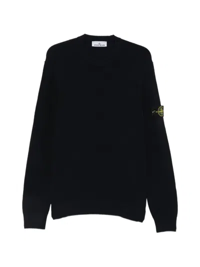 Stone Island Logo-patch Crew-neck Sweater In Black