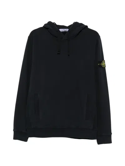 Stone Island Logo-patch Drawstring Hoodie In Black