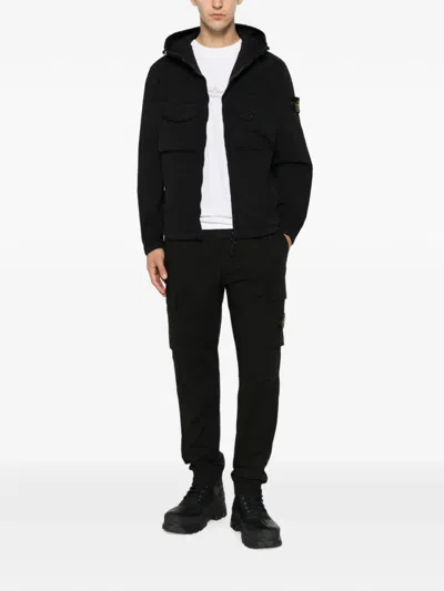 Stone Island Logo-patch Hooded Jacket In Animal Print