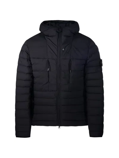 Stone Island Tunnel Nylon Down-tc Puffer Jacket With Shaped Hood In Black
