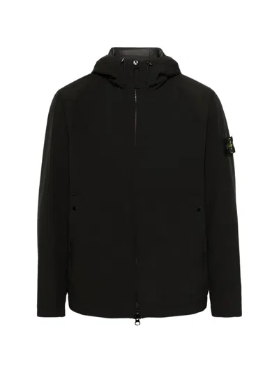Stone Island Logo-patch Hooded Jacket In Black