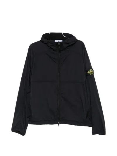 Stone Island Logo-patch Hooded Jacket In Black