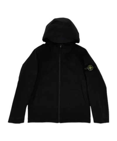 Stone Island Logo-patch Hooded Jacket In Black