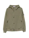 Stone Island Logo-patch Hooded Jacket In Green