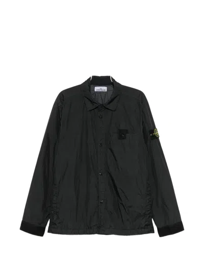 Stone Island Patch Chest Pocket With Snap-fastening Tape Strap Mini Utility Jacket With Concealed Sn In Green