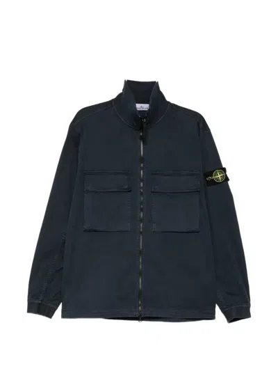 Stone Island Logo-patch Jacket In Blue