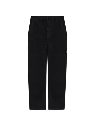 Stone Island Logo-patch Jeans In Black