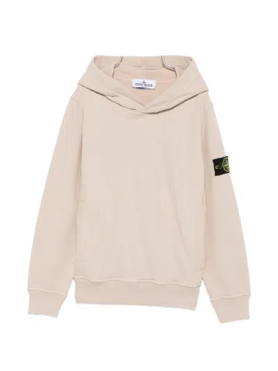 Stone Island Kids' Logo-patch Long-sleeve Hoodie In Neutrals