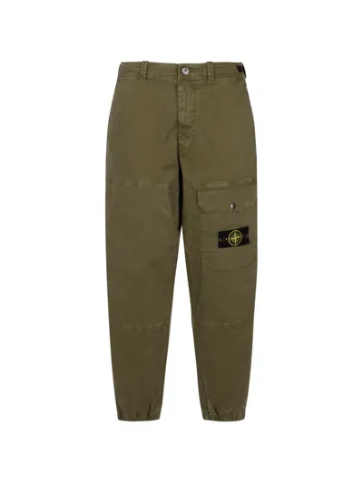 Stone Island Logo-patch Loose-fit Cargo Pants In Green