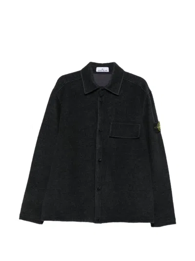 Stone Island Logo-patch Overshirt Jacket In Black