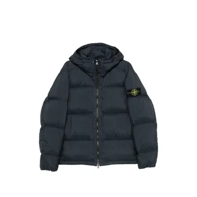 Stone Island Logo-patch Padded Jacket In Blue