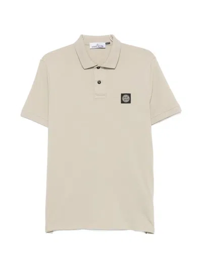 Stone Island Polo Shirt With Logo Patch In Neutral