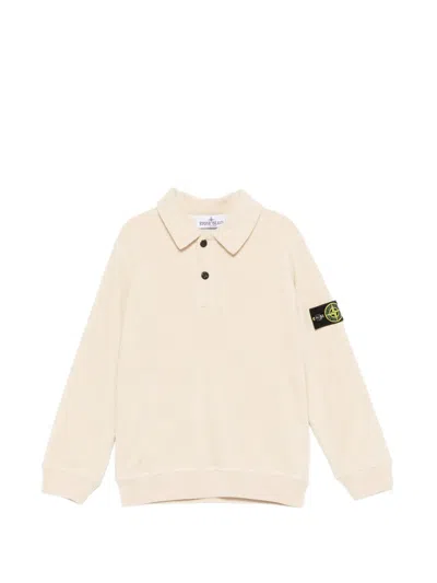 Stone Island Kids' Logo-patch Polo Shirt In Neutral