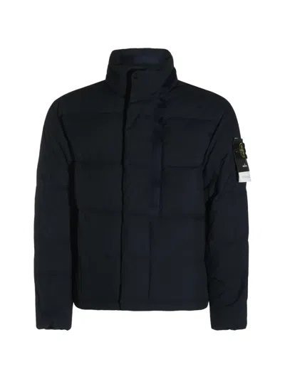 Stone Island Logo-patch Quilted Padded Jacket In Blue
