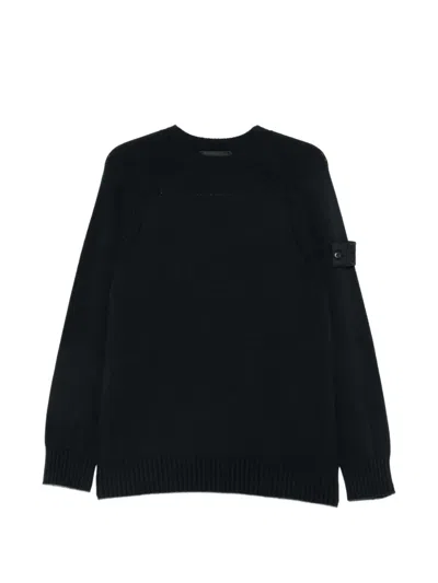 Stone Island Logo-patch Raglan-sleeve Sweater In Blue
