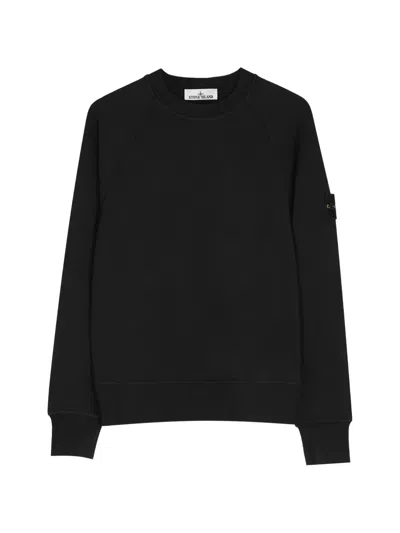 Stone Island Logo-patch Raglan-sleeve Sweatshirt In Black