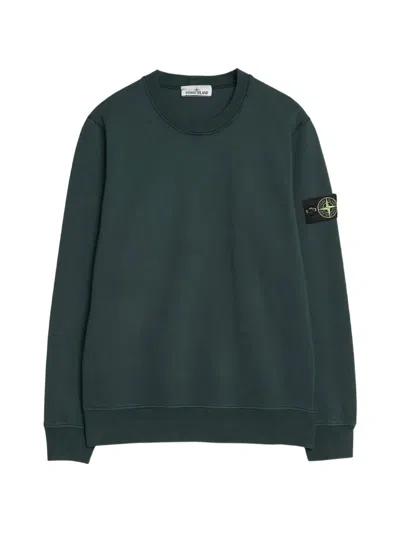 Stone Island Logo-patch Raglan-sleeve Sweatshirt In Green