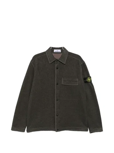 Stone Island Logo-patch Shirt Jacket In Gray
