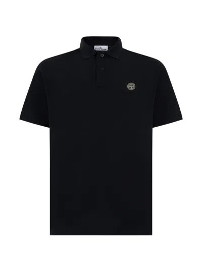 Stone Island Mens Black Brand-patch Regular-fit Stretch-cotton Polo Shirt Xxxl