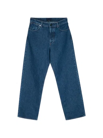 Stone Island Logo-patch Straight-leg Jeans In Blue