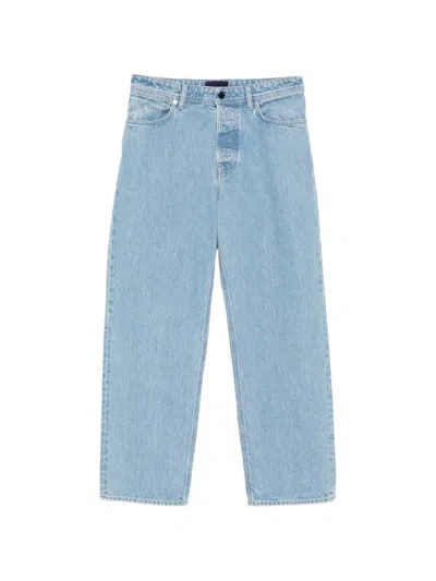 Stone Island Logo-patch Straight-leg Jeans In Blue