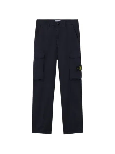 Stone Island Logo-patch Straight-leg Trousers In Blue