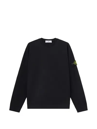 Stone Island Logo-patch Crew-neck Sweater In Black
