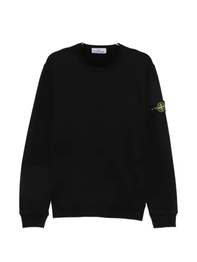 Stone Island Kids Mini Ribbed Neckline Sweatshirt For Boys In Black