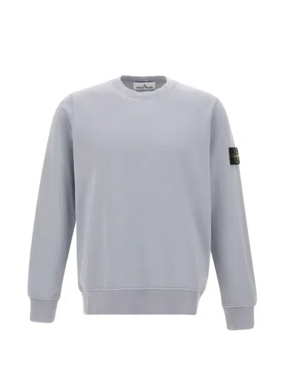 Stone Island Ash Grey Cotton Sweatshirt In Blue