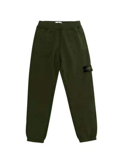 Stone Island Kids' Logo-patch Track Pants In Green