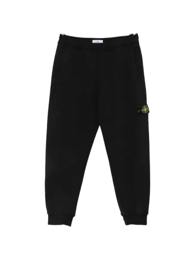 Stone Island Relaxed Fit Cotton Jogger Pants With Cargo Pocket In Black