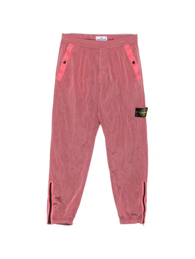 Stone Island Logo-patch Track Pants In Pink