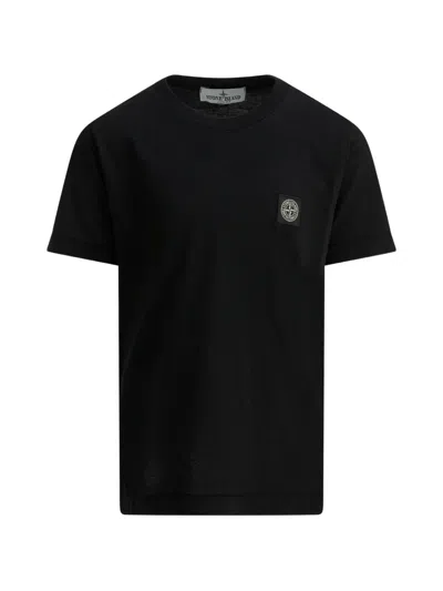 Stone Island Slim Fit Cotton Jersey T-shirt With Compass Patch In Black