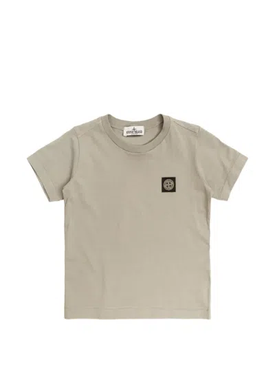 Stone Island Kids' T-shirt With Logo Patch In Gray